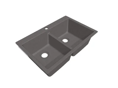 Franke Primo Dual-mount 33-in x 22-in Graphite Granite Double Equal Bowl 4-Hole Kitchen Sink - GREY & BLACK photo 2