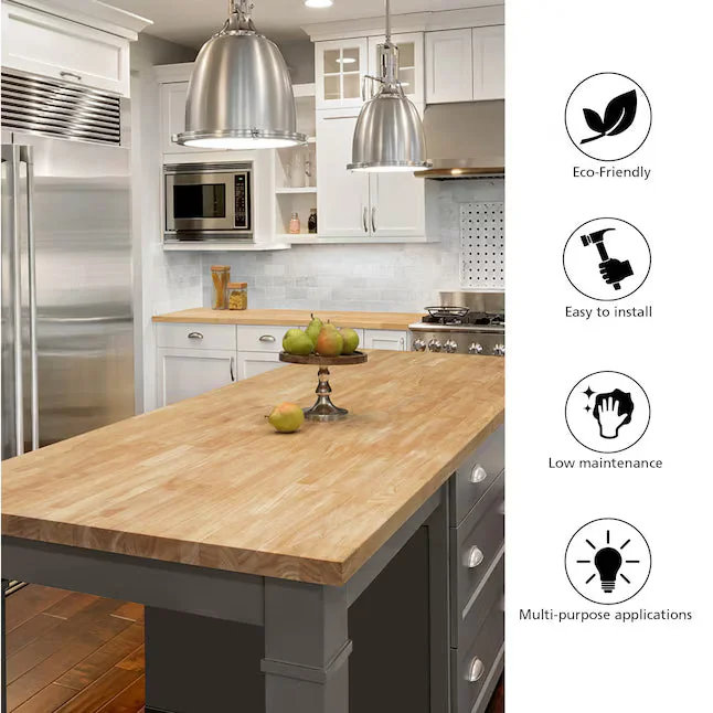 Hevea Butcher Block Countertop unfinished 12 ft x 25 in x 1.5 in