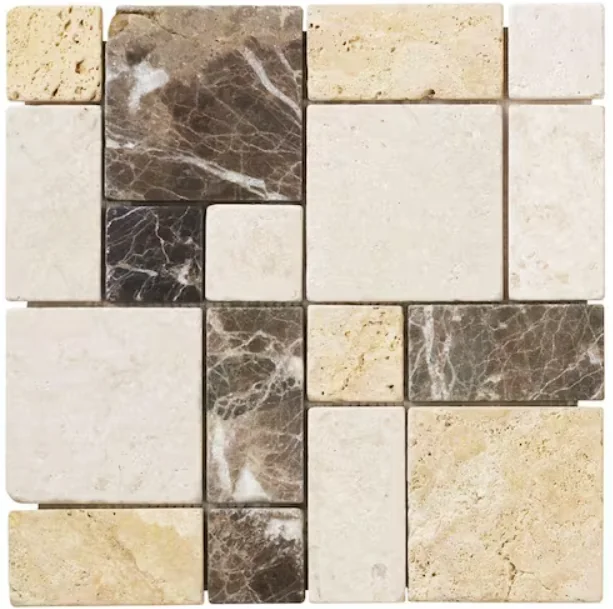 Jeffrey Court Crema Emperador 12 in. x 12 in. x 10 mm Honed Marble Mosaic Floor and Wall Tile (10 Pieces/Box, 0.838 sq. ft./Each)