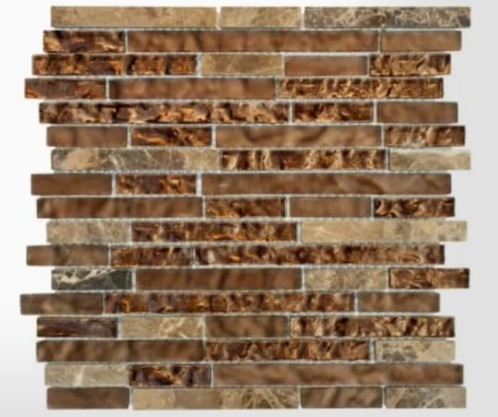 Jeffrey Court Walnut Foil Emperador Pencil Glass Marble Tile (10pcs 1Sq.ft/ per)
