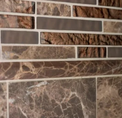 Jeffrey Court Walnut Foil Emperador Pencil Glass Marble Tile (10pcs 1Sq.ft/ per) photo 3