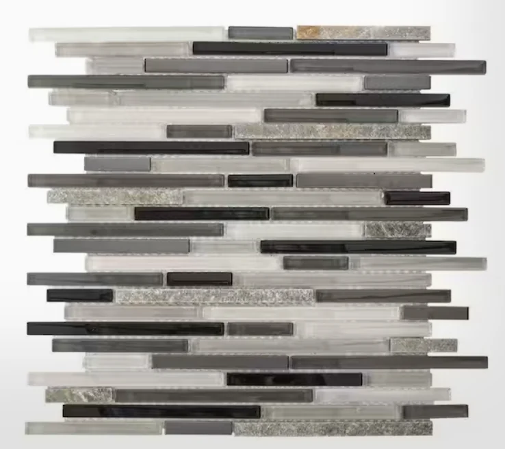 Jeffrey Court Zen Lace Grey Glass/Stone/Metal Mosaic Tile 10 Pcs/Box, 1 Sq.ft