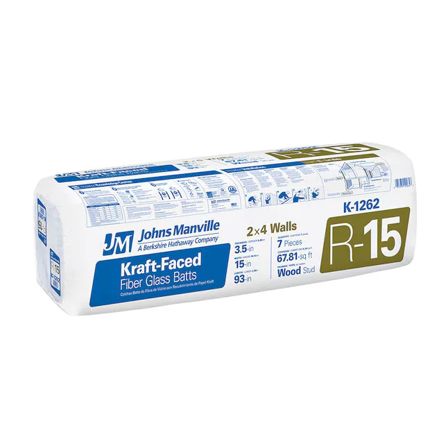 Johns Manville R- 15 Wall Kraft faced Fiberglass Batt Insulation 67.81-sq.ft ( 15-in W x 93-in L)