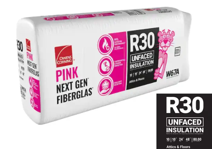 Owens Corning R-30 Unfaced Fiberglass Insulation Batt 80 Sq. ft (24 in. x 48 in.)