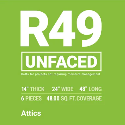 Owens Corning R-49 Attic Unfaced Fiberglass Batt Insulation 48-sq ft (24-in W x 48-in L) photo 3
