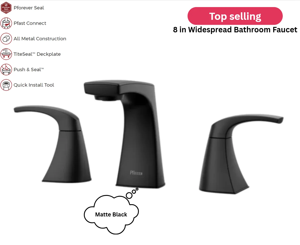 Pfister Karci Matte Black 8" Widespread Bathroom Sink Faucet