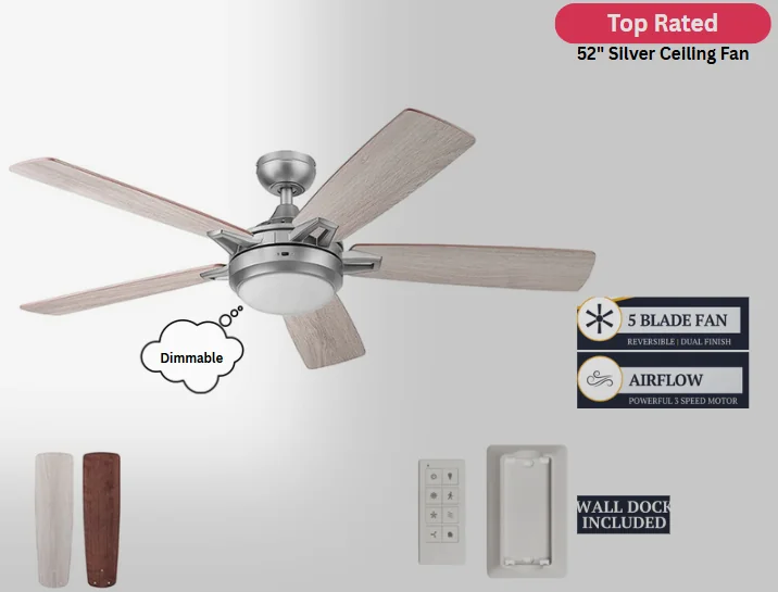 Prominence Home 52 Inch Lorelai Pewter Smart Ceiling Fan