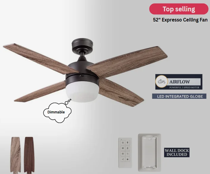 Prominence Home Atlas Expresso 44 Inch LED Ceiling Fan