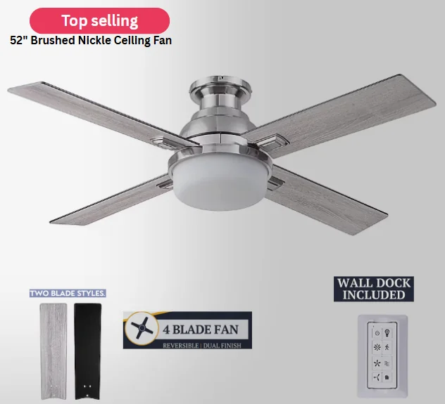 Prominence Home Kyrra 52-in Brushed Nickel Ceiling Fan