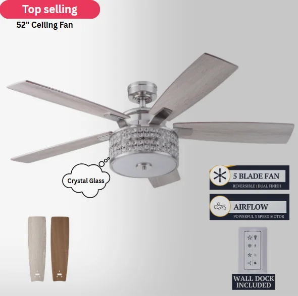Prominence Home Lanissa 52" Crystal Glass Chandelier Ceiling Fan