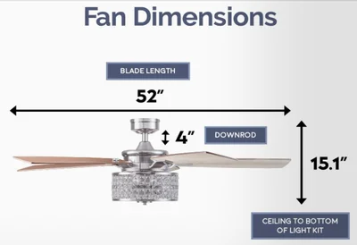 Prominence Home Lanissa 52" Crystal Glass Chandelier Ceiling Fan photo 3