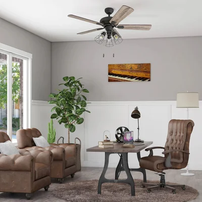 Prominence Home Madison County, 42 Inch Industrial Style LED Ceiling Fan with Light, Pull Chain, Three Mounting Options, Modern Dual Finish Blades, Reversible Motor - 50588-01 ( Bronze) photo 2
