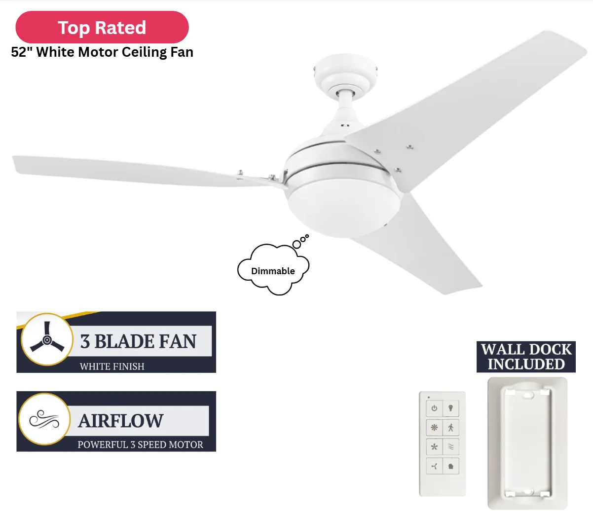 Prominence Home Maxon White 52 in Ceiling Fan