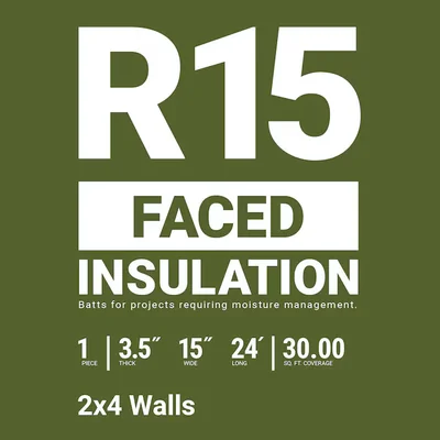 R-15 Faced Fiberglass Insulation Roll 15 in. x 24 ft. (1 Roll) Coverage Area (sq. ft.) 30 sq ft photo 3