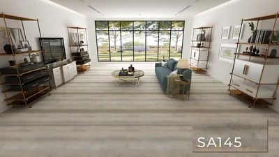 SA 145 SPC Vinyl Flooring with attached pad 100% water proof 21.63 SQ. FT Per box photo 2
