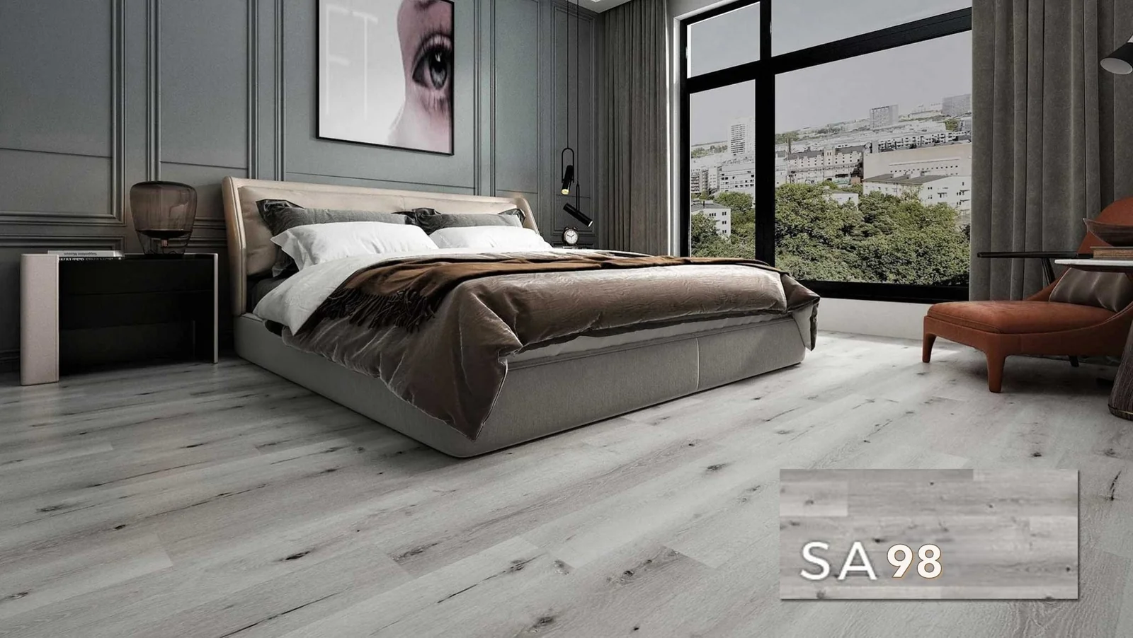 SA 98 SPC Vinyl Flooring with attached pad 100% water proof 28.84 SQ. FT Per box
