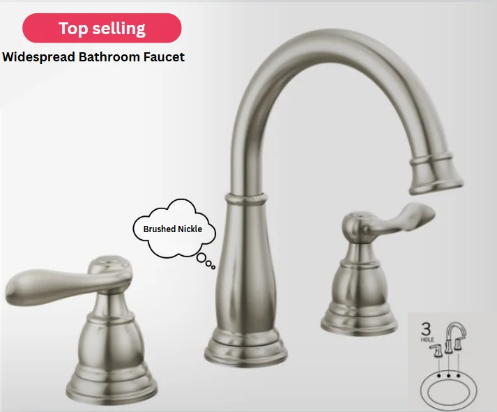 Two Handle Widespread Bathroom Faucet In Brushed Nickel