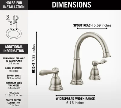 Two Handle Widespread Bathroom Faucet In Brushed Nickel photo 2