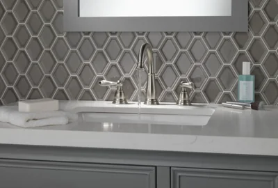 Two Handle Widespread Bathroom Faucet In Brushed Nickel photo 3
