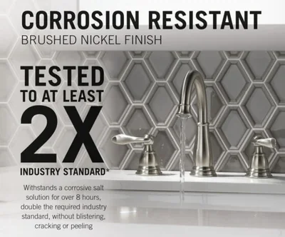 Two Handle Widespread Bathroom Faucet In Brushed Nickel photo 4
